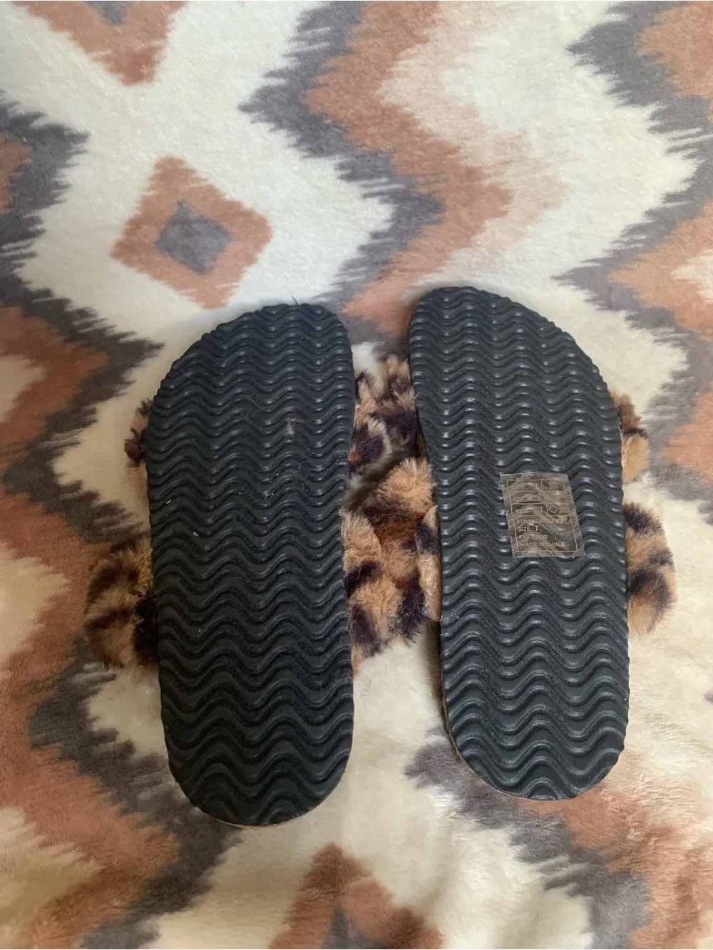 Nicole Miller Women’s Bamby Faux Fur Leopard Slide Sandals Shoes Size 7